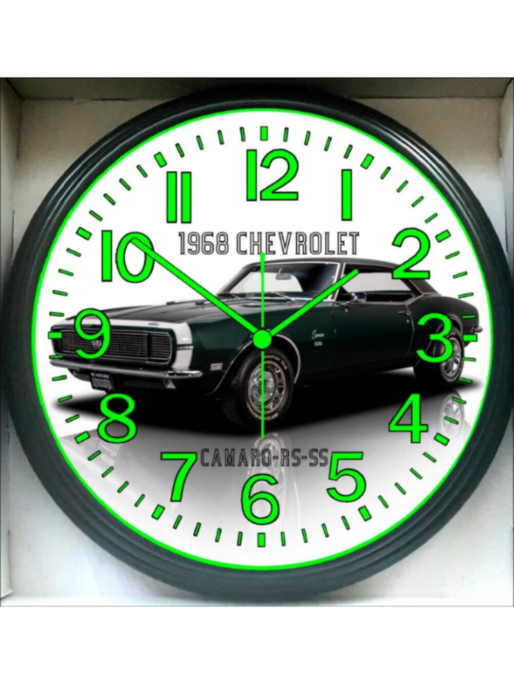 1968 Chevrolet Chevy Camaro RS SS Garage Shops Glow In The Dark Wall Clock New!